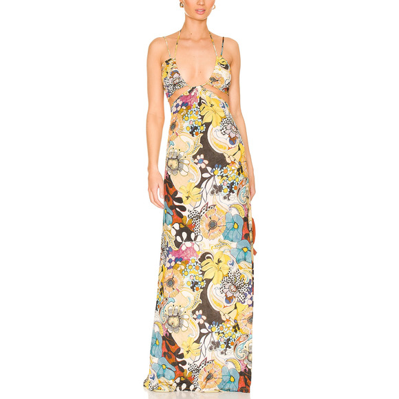 REVOLVE Dresses & Skirts - Revolve 'Cassandra' Yellow Halterneck Cut Out Dress Size S